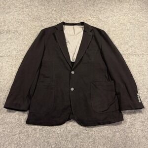 Rye 51 Air Jacket Sport Coat Mens 54R Black Cotton Stretch Casual Blazer Luxury